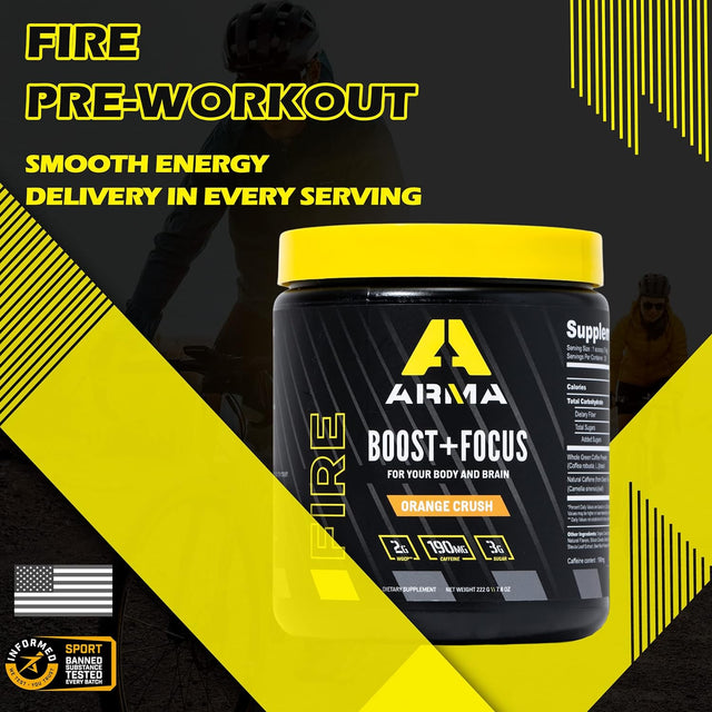 Sport FIRE - Pre Workout for Stamina, Energy, & Focus - Patented Formula with 190Mg of Green Bean Coffee Caffeine - for Cognitive Function & Focus - up to 6 Hours of Pure Energy - Orange Crush