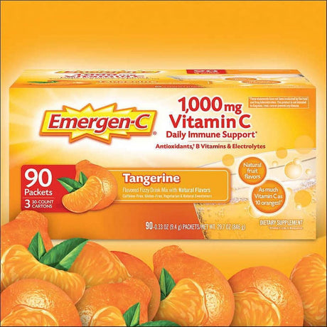 Emergen-C Vitamin C 1,000 Mg. Tangerine Flavor Drink Mix, 90 Packets