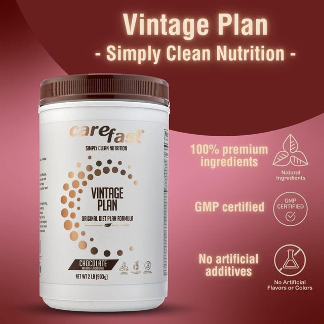 Vintage Plan Meal Replacement Mix - Chocolate - 21 Serving Weight Loss Powder - 15G Protein - 3G Fiber - 24 Vitamins & Minerals 2 Lb Protein Shake Smoothie