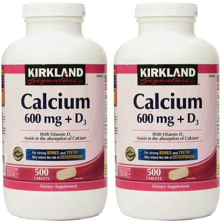 Kirkland Signature Calcium + Vitamin D3 500 Tablets - 2 Pack