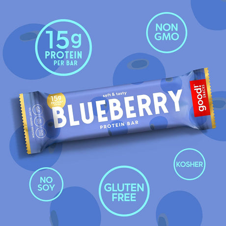 Good! Snacks Vegan Protein Bars Bundle, Blueberry & Birthday Cake (24 Bars) Gluten-Free, Plant Based, Low Sugar, High Protein Meal Replacement, Healthy Snacks for Energy, 15G Protein