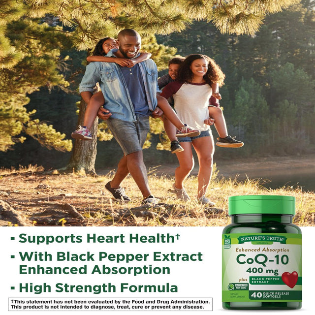 Nature'S Truth Coqq10 400Mg | 40 Softgels | Maximum Strength Supplement | Enhanced Absorbtion | Non-Gmo, Gluten Free