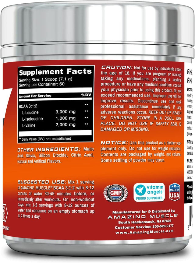 BCAA 3:1:2 Supplement | 6000 Mg per Serving | 60 Servings | Fruit Punch Flavor