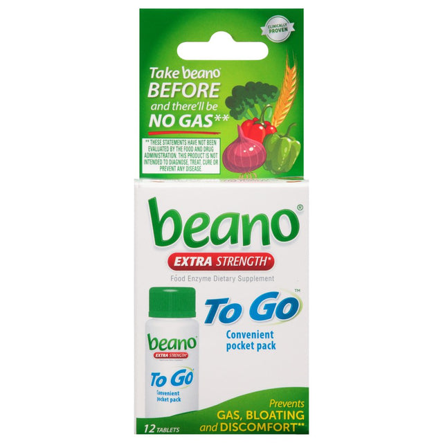 Beano to Go, Gas Prevention and Digestive Enzyme Supplement, 12 Count