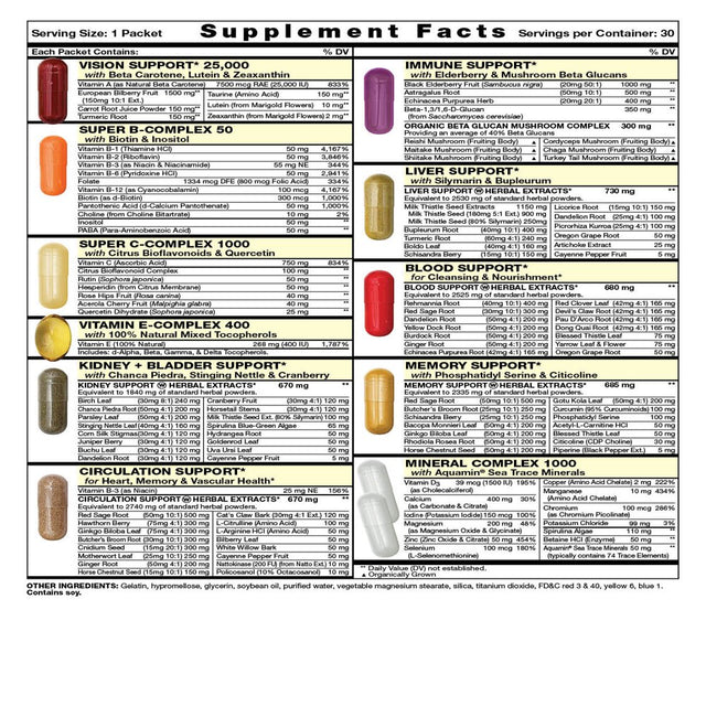 Omega Start - Complete Daily Vitamin Pack - Total Organ Support, Immune Booster (30 Packets)