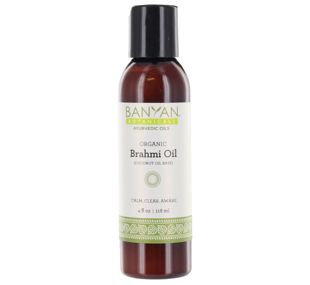 Banyan Botanicals Brahmi Oil with Coconut Base – Organic Massage Oil with Bacopa & Gotu Kola ­­– for Enhanced Focus, Calm Nervous System & Healthy Hair Growth – 4 Oz Non GMO Sustainably Sourced Vegan