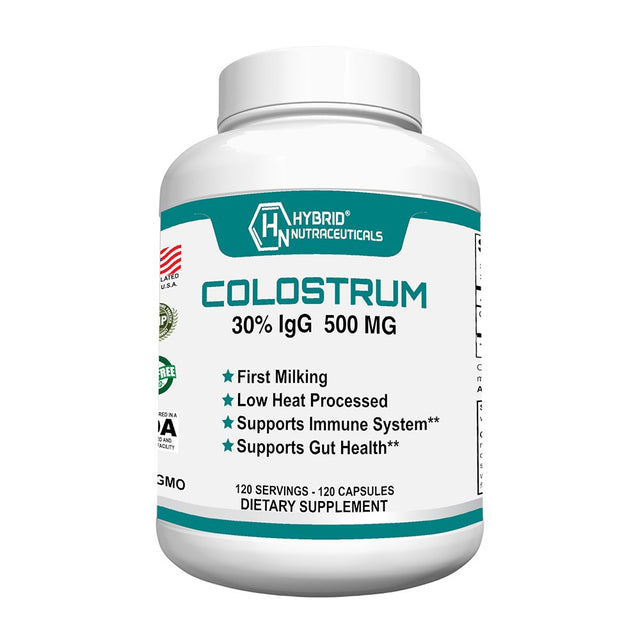 Bovine Colostrum Supplement 500Mg - 30% Igg Immunoglobulin, Immune Support, Bone, Muscle & Gut Health - First Milking, Low Heat Processed - 120 Capsules