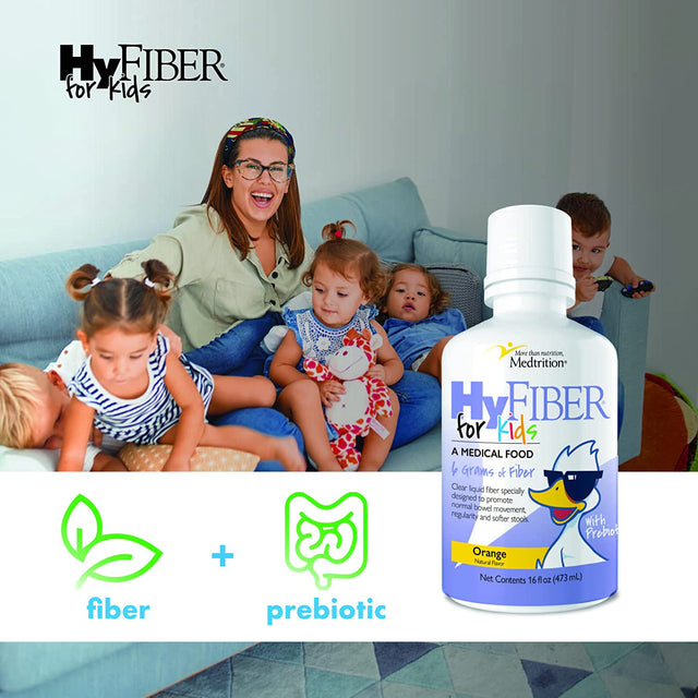 Medtrition Hyfiber Liquid Fiber for Kids in Only One Tablespoon, Supports Regularity and Softer Stools, FOS Prebiotics for Gut Health, 6 Grams of Fiber, 32 Servings per Bottle