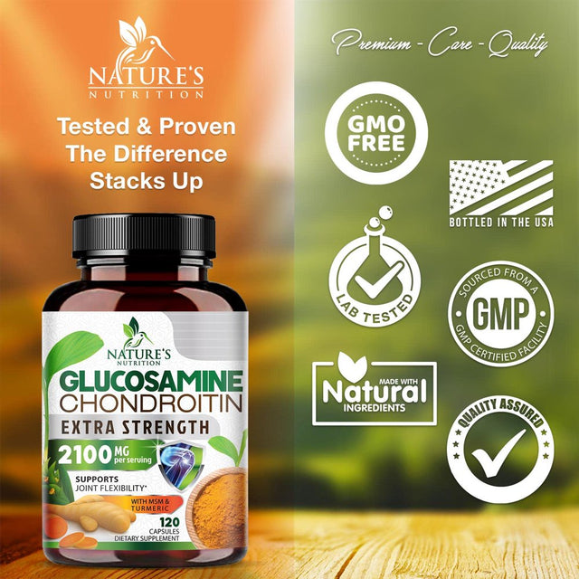 Glucosamine Chondroitin MSM Complex - Joint Support Supplement Turmeric & Boswellia, Triple Strength Glucosamine Capsules - Support for Joint Health & Mobility with Quercetin Bromelain - 120 Capsules