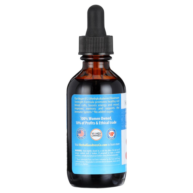 Vitamin B12 Methyl 10,000Mcg Liquid Extract Vegan Formula - Sublingual Blood Builder - Energy and Vitality, Original Methylcobalamin USA Made - Herbal Goodness