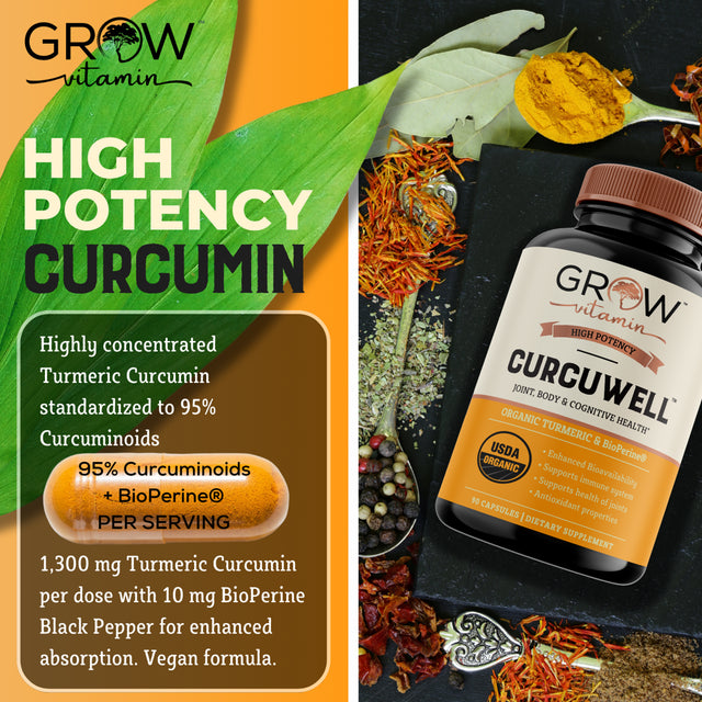 CURCUMIN+ - Turmeric Curcumin with Bioperine 95% Curcuminoids - Turmeric Curcumin Supplement for Brain, Heart & Joint Support - anti Inflammatory Supplement - Turmeric and Black Pepper - 60 Capsules