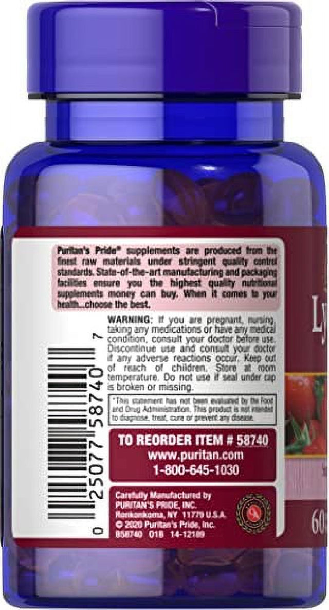 Lycopene 20 Mg, Promotes Prostate and Heart Health, 60 Count by Puritan'S Pride