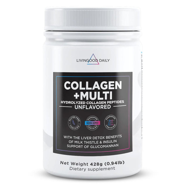 Livingood Daily Collagen + Multi - Hydrolyzed Collagen Peptides Powder W/ Multivitamin, 30 Servings