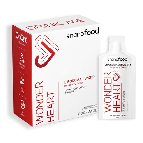 Codeage Nanofood Wonder Heart Liquid Coq10 Liposomal Ubiquinone Supplement, Phosphatidylcholine, 30 Pouches