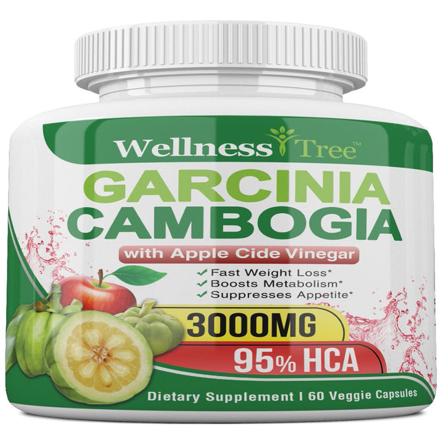 Garcinia Cambogia with Apple Cider Vinegar Capsules 3000Mg - Max Strength Weight Loss Pills - Fast Acting Appetite Suppressant - Fat Burner & Carb Blocker - 3 Pack