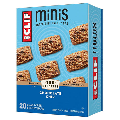 CLIF BAR Minis - Chocolate Chip - Made with Organic Oats - 4G Protein - Non-Gmo - Plant Based - Snack-Size Energy Bars - 0.99 Oz. (20 Pack)