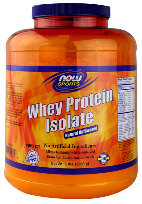 NOW Sports Whey Protein Isolate Natural Unflavored -- 5 Lbs