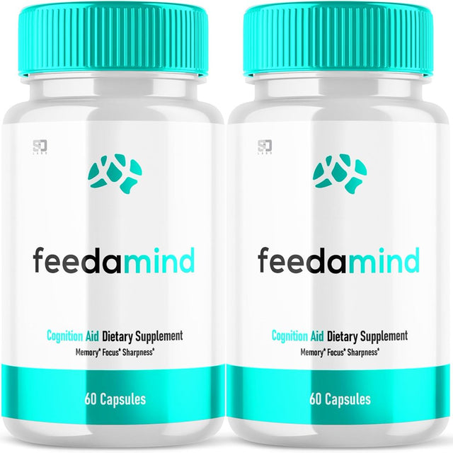 (2 Pack) Feedamind - Brain Boost Supplement - Dietary Supplement for Focus, Memory, Clarity, & Energy - Advanced Cognitive Support Formula for Maximum Strength - 120 Capsules