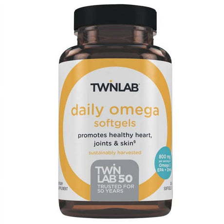 Twinlab Daily Omega Softgels - Premium Omega 3 Fish Oil Triglyceride Form for Heart Health, Joint Support, Immune Support - Super Pure, Wild, Nature Made Fish Oil EPA DHA Omega 3 Supplement, 30 Count