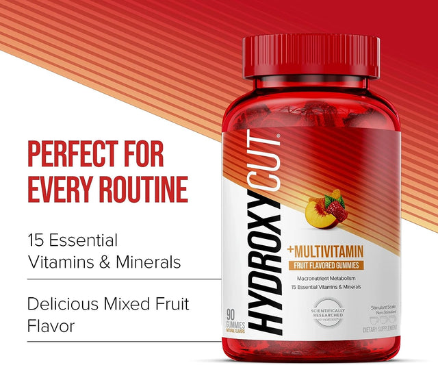 Hydroxycut Caffeine-Free Gummy for Women & Men | 15 Essential Vitamins & Minerals | Metabolism | 90 Count (Pack of 2)