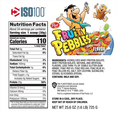 Dymatize ISO100 Hydrolyzed 100 Whey Protein Isolate Fruity Pebbles (1.6 Lbs. / 24 Servings)