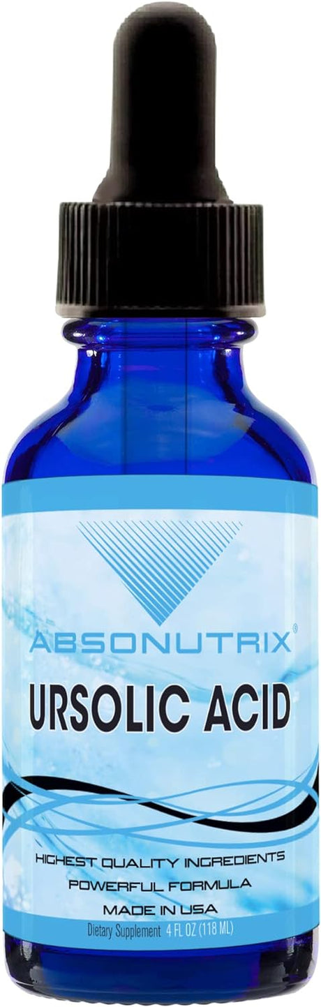 Absonutrix Ursolic Acid 300Mg, 4 Fl Oz Bottle, 120 Highly Potent Servings, High Bioavailability, Quick Absorption, Third-Party Tested, Gmp-Certified, Non-Gmo, Cruelty-Free Products, Made in USA