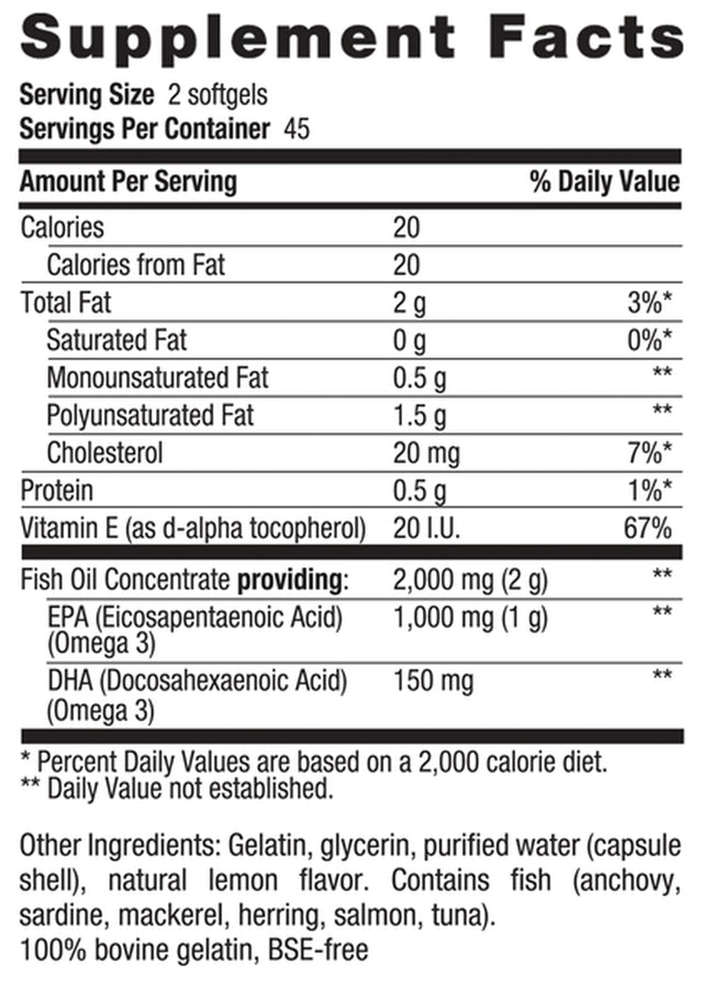 Country Life Omega 3 Mood, 2000Mg Fish Oil with EPA & DHA, 90 Softgels, Certified Gluten Free