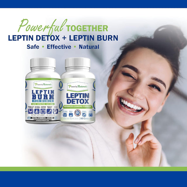 Power by Naturals Leptin Detox & Leptin Burn Supplements | Natural Weight Loss, Appetite Suppressant, Metabolism Booster & Digestive Support | Thermogenic Fat Burner | 60 Count