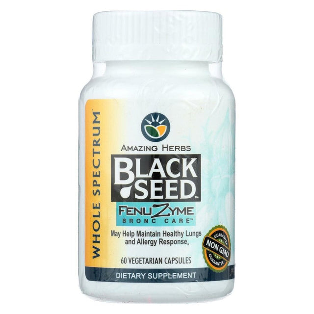 Amazing Herbs Black Seed Fenuzyme Bronc Care -- 60 Vegetarian Capsules