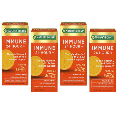 Nature'S Bounty Immune 24 Hour + Vitamin C Softgels 1000Mg, 50 Count - Pack of 4