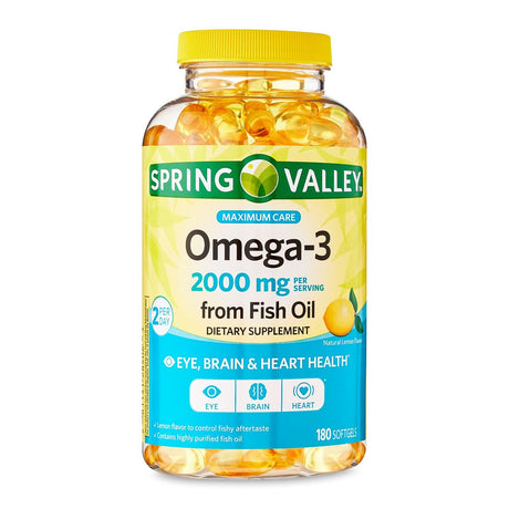 Spring Valley Omega-3 from Fish Oil Maximum Care Softgels, 2000Mg, 180 Count