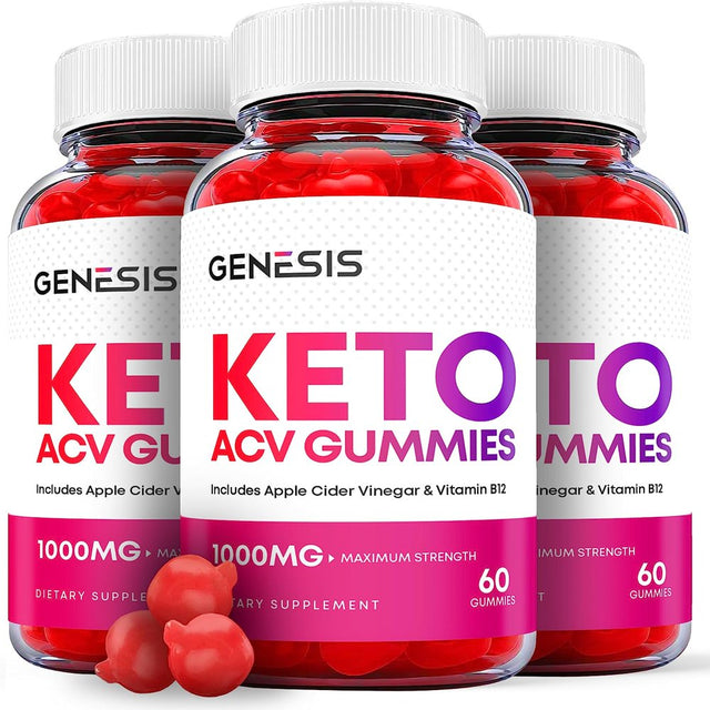 (3 Pack) Genesis Keto ACV Gummies - Supplement for Weight Loss - Energy & Focus Boosting Dietary Supplements for Weight Management & Metabolism - Fat Burn - 180 Gummies