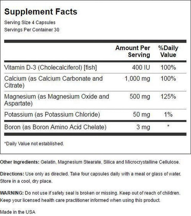 Lifetime Vitamins Calcium Magnesium Potassium Vitamin D & Boron 120 Caps