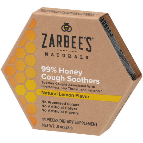 Zarbee'S Naturals 99% Honey Cough Soothers, Natural Lemon, 14 Ct