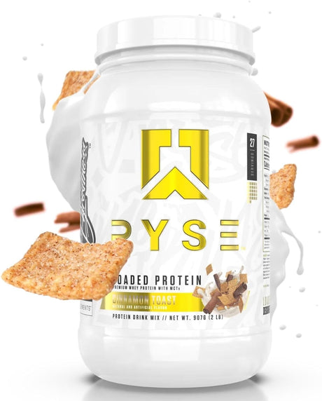 Ryse Loaded Protein Powder | 25G Whey Protein Isolate & Concentrate | with Prebiotic Fiber & Mcts | Low Carbs & Low Sugar | 27 Servings (Cinnamon Toast)