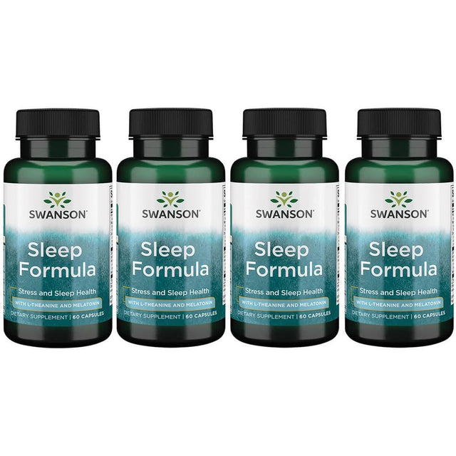 Swanson Sleep Formula with L-Theanine and Melatonin 60 Caps 4 Pack