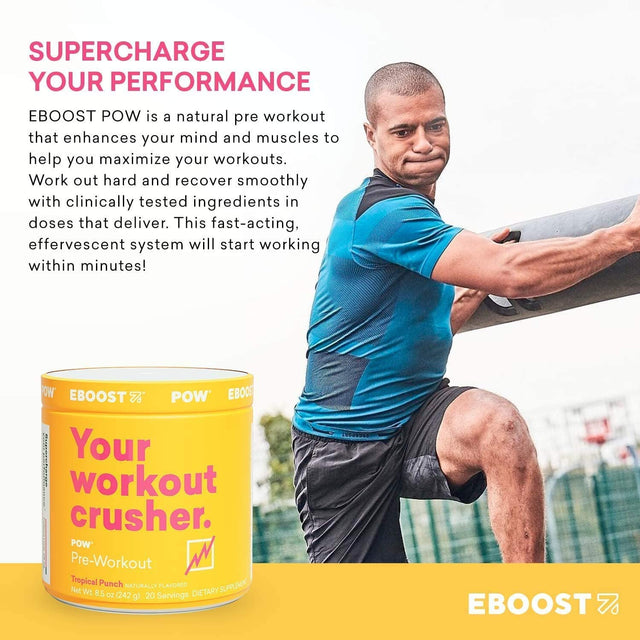 EBOOST POW Pre-Workout and Rescue BCAA Tub Bundle - Pre and Post Workout Supplement Powder for Performance, Joint Mobility, Support Recovery and Energy - Non-Gmo, Gluten-Free, No Creatine