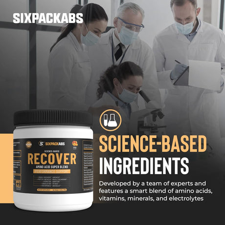 Sixpack Abs Recover Post-Workout Powder, Science-Based Muscle Recovery Drink Supplement for Working Out, Citrus Flavor