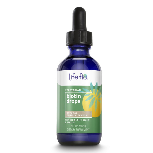 Life-Flo Biotin Drops 10,000 Mcg with Vitamin D3 | Liquid Supplement for Healthy Hair, Skin & Nails | 2Oz, 60 Servings