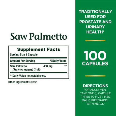 Nature'S Bounty Saw Palmetto 450 Mg 100 Capsules