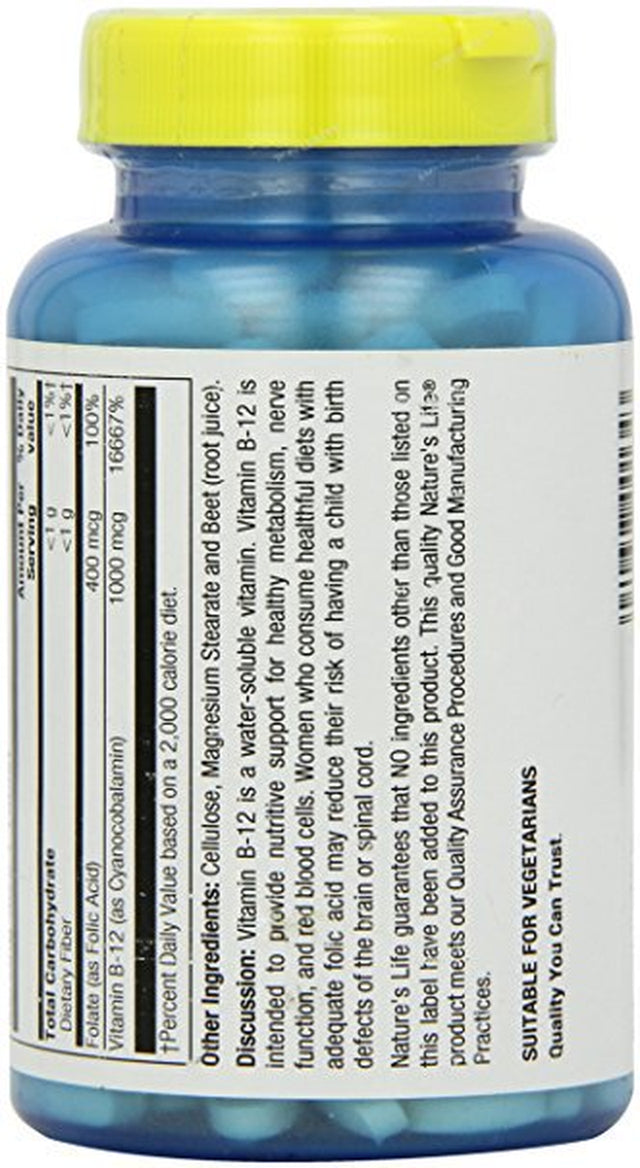 Natures Life - Vitamin B 12, Tablet (Btl-Plastic) 1000Mcg 250Ct