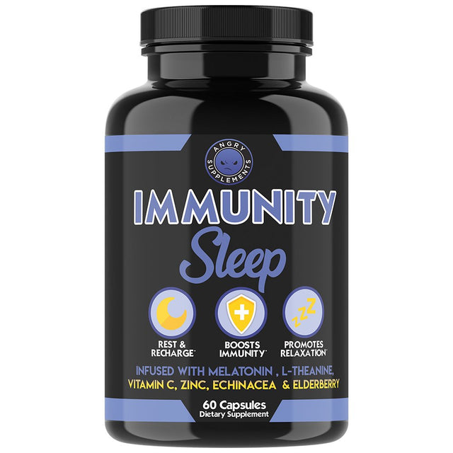 Immunity Sleep - Night-Time Sleep Aid Immune System Formula with Melatonin, L-Theanine, Vitamin C, Zinc, & Elderberry