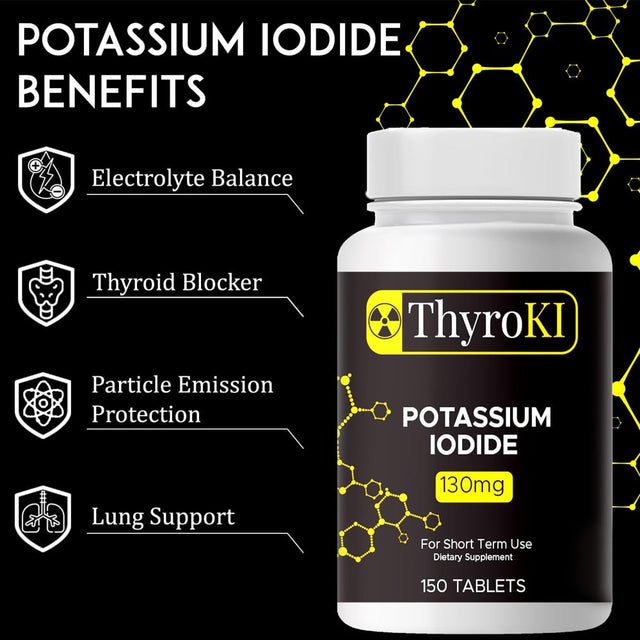 (Pack of 2) Thyroki Potassium Iodide Tablets Non-Gmo Fast Dissolving Tablets 130 Mg 300 Tablets (150 Tablets/Pack) | Ki Pills Iodine Tablets ✅| anti Nuclear Fallout Pills | Thyroid Support✅