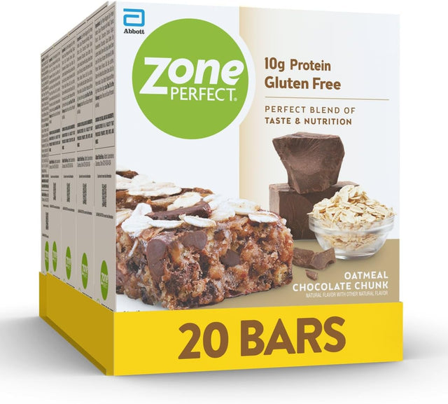 Zoneperfect Protein Bars, 10G Protein, Gluten-Free, Nutritious Snack Bar, Oatmeal Chocolate Chunk, 20 Bars