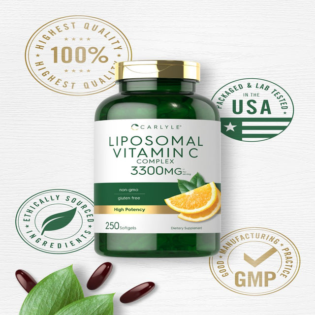 Liposomal Vitamin C 3300Mg | 250 Softgels | High Potency | by Carlyle