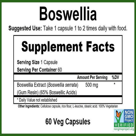 Greenpacks Boswellia Extract (High-Potency) Supplement, 60 Capsules