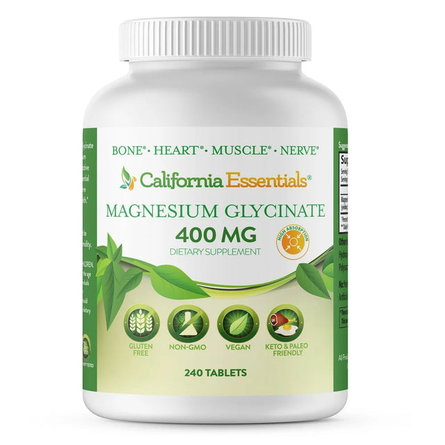 California Essentials Magnesium Glycinate 400 Mg Dietary Supplements , Vegan, (240 Tablets)