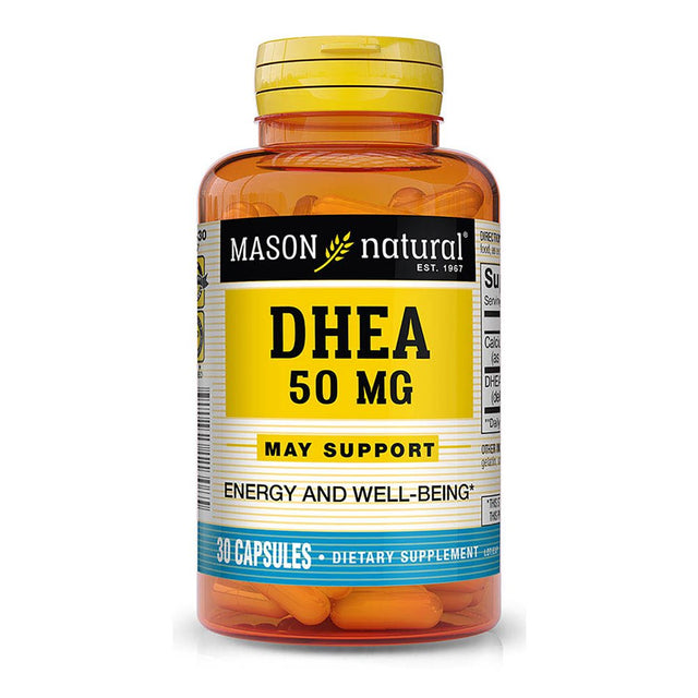 Mason Natural DHEA 50 Mg with Calcium - Promotes Energy and Balanced Hormone Levels, Supports a Healthy Mood, 30 Capsules