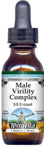 Terravita Male Virility Complex Glycerite Liquid Extract (1:5) - Strawberry Flavored, (Strawberry, 1 Oz, 1-Pack, Zin: 523622)