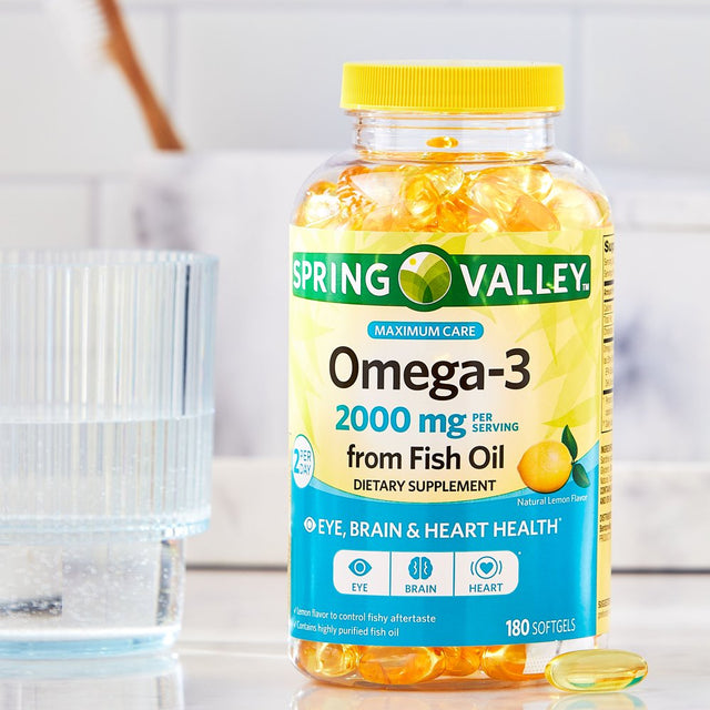 Spring Valley Omega-3 from Fish Oil Maximum Care Softgels, 2000Mg, 180 Count